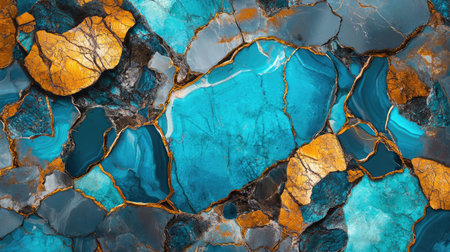 Colorful gemstone-like stone surface with rich textures, unique and vibrant rock wall wallpaper for creative backgroundsの素材