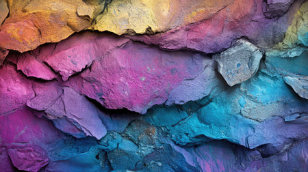 Vividly colored stone surface with natural cracks and deep details, eye-catching wallpaper textureの素材