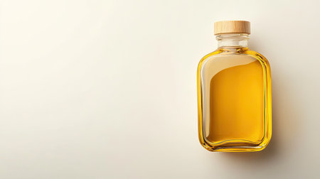 Natural coconut oil in a sleek clear bottle, isolated on white background, simple and clean branding lookの素材