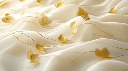 Radiant gold bokeh scattered across a smooth cream background, blending elegance and subtlety for an enchanting visualの素材