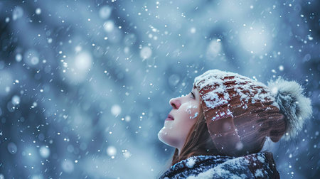 Create 50 prompts for stock photos related to winter with 100-250 characters and ending withの素材