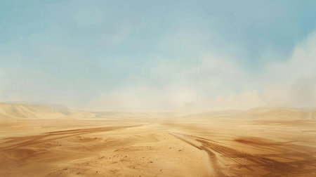 A mirage on the horizon of a hot, arid desert.の素材