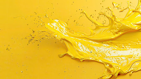 Yellow background with a creative splash of paint, capturing the essence of art and expression.の素材