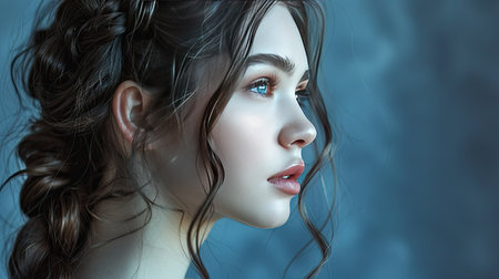 A girl with a braided ponytail, practical and prettyの素材