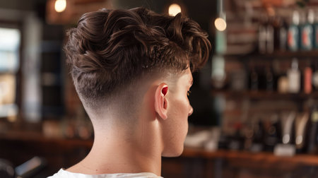 A man with a fade haircut, showing the gradual transition in lengthの素材