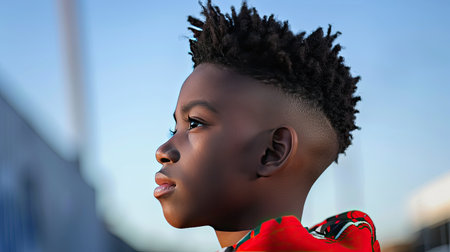 A boy with a high top fade, stylish and iconicの素材