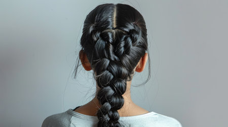 A girl with a heart braid hairstyle, cute and creativeの素材