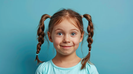 A girl with pigtail braids, cute and playfulの素材