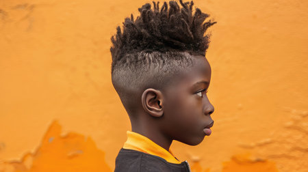 A boy with a high top fade, stylish and iconicの素材