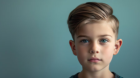 A boy with a side part hairstyle, neat and timelessの素材