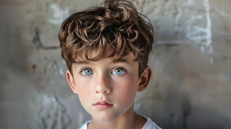 A boy with a French crop hairstyle, short and texturedの素材