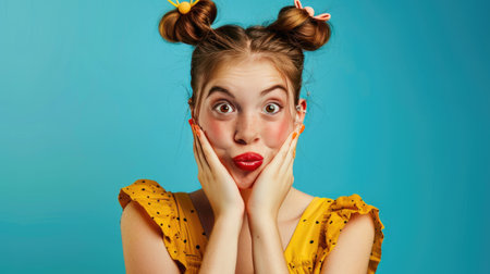 A girl with space buns hairstyle, giving a playful and trendy lookの素材
