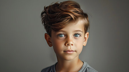 A boy with a side part hairstyle, neat and timelessの素材