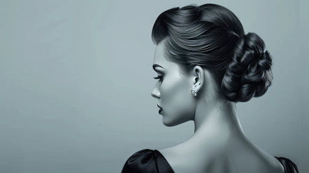 A woman with a chignon hairstyle, classic and sophisticatedの素材