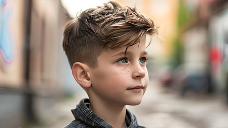 A boy with a textured crop hairstyle, trendy and coolの素材