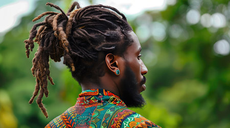 A man with dreadlocks, showing the intricate and cultural hairstyleの素材