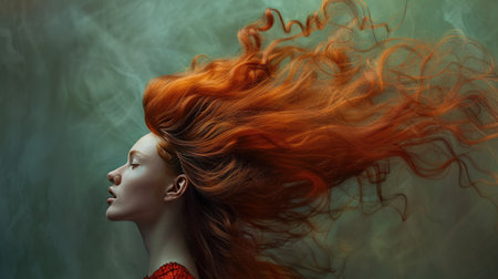 A woman with a voluminous blowout, full of body and movementの素材