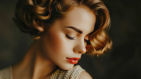 A woman with finger waves, giving a vintage vibeの素材