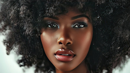 A woman with voluminous curls, giving a glamorous and bold lookの素材