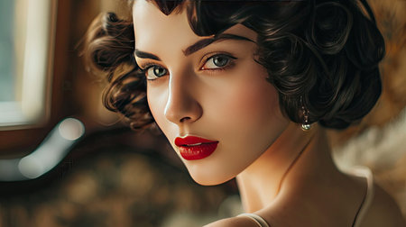 A woman with finger waves, giving a vintage vibeの素材