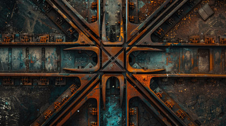 Close-up of train tracks converging at a railway junctionの素材