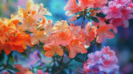 A close-up of Khun Nai's azaleas, showcasing their vibrant colors and delicate petals.の素材