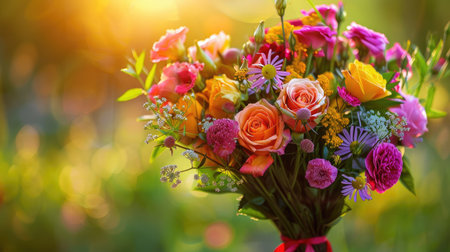 Create 50 prompts for stock photos related to Beautiful flower bouquet picture with 100-250 characters and ending withの素材
