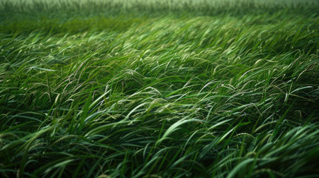 A field of lush, green grasses swaying gently in the breeze.の素材