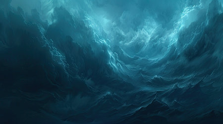 A cloudy blue background with dark, ominous clouds rolling in, perfect for a stormy and intense scene.の素材