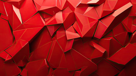 Bold 3D red background with sharp angles and vibrant tones, suitable for striking and dynamic visuals.の素材