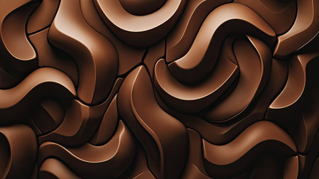 Dynamic 3D brown background with interlocking shapes and a matte finish.の素材