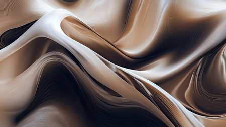 Dynamic 3D brown background with swirling, fluid shapes and a matte finish.の素材