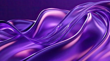 Dynamic 3D purple background with twisting ribbons and a glossy finish.の素材