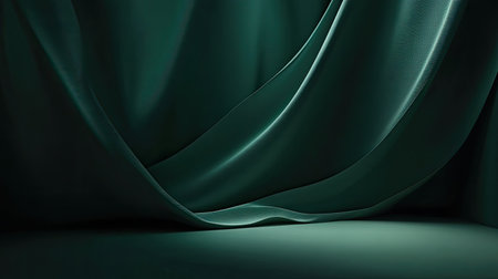Deep 3D dark green background with rich gradients and soft transitions, creating an immersive and luxurious atmosphere.の素材