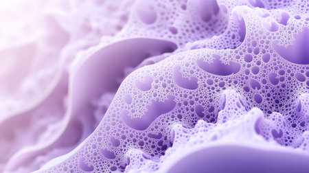 Elegant 3D purple background with delicate, lace-like patterns and soft shadows.の素材