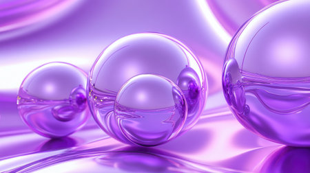 Futuristic 3D purple background with floating orbs and a metallic finish.の素材