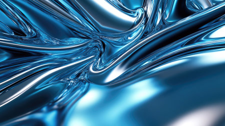Glossy 3D blue background with reflective surfaces and sleek finishes, perfect for luxury and high-tech themes.の素材