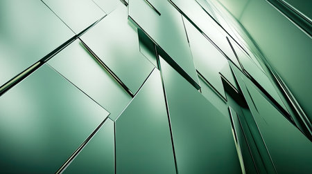 High-tech 3D light green background with sleek surfaces and subtle metallic elements, perfect for futuristic themes.の素材