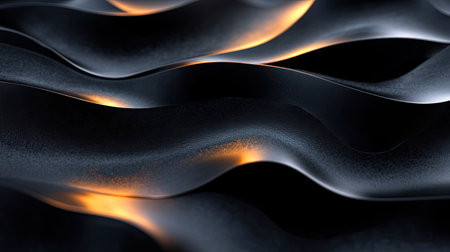 Luxurious 3D black background with soft textures and warm lighting, perfect for elegant and high-end designs.の素材