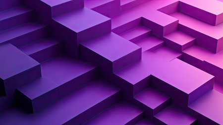 Geometric 3D purple background with stacked, angular shapes and a gradient effect.の素材