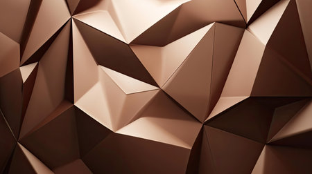 Geometric 3D brown background with sharp, defined edges and a soft, ambient light.の素材
