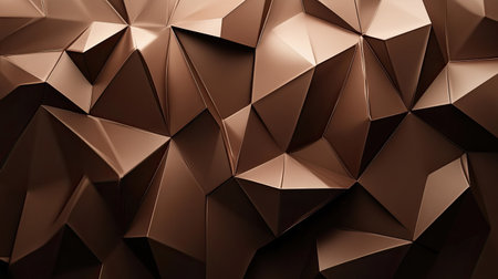 Geometric 3D brown background with sharp, angular lines and subtle highlights.の素材