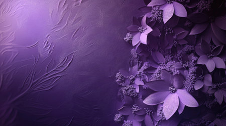 Elegant 3D purple background with floral-like patterns and gentle lighting.の素材
