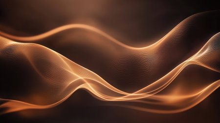 Abstract 3D brown background with flowing, wave-like patterns and a soft glow.の素材