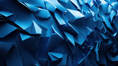Abstract 3D blue background with fragmented forms and dynamic lighting, creating a sense of movement and intrigue.の素材