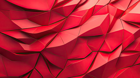 Abstract 3D red background with geometric patterns and smooth transitions, ideal for modern and stylish designs.の素材