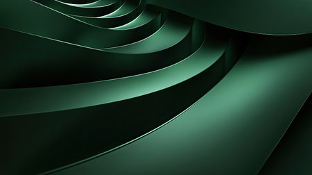 Minimalist 3D dark green background with clean lines and subtle lighting, ideal for modern and sleek designs.の素材