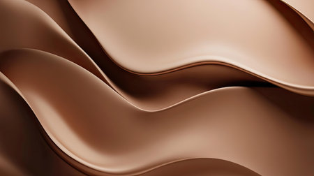 Minimalist 3D brown background with smooth, organic forms and soft shadows.の素材