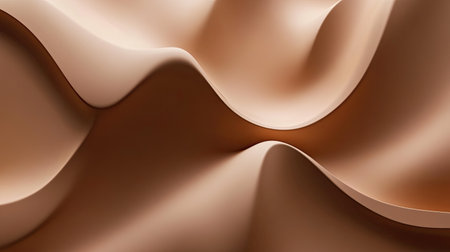 Minimalist 3D brown background with smooth, organic forms and soft shadows.の素材