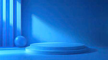 Minimalist 3D blue background with clean surfaces and subtle lighting, perfect for a refined and understated look.の素材